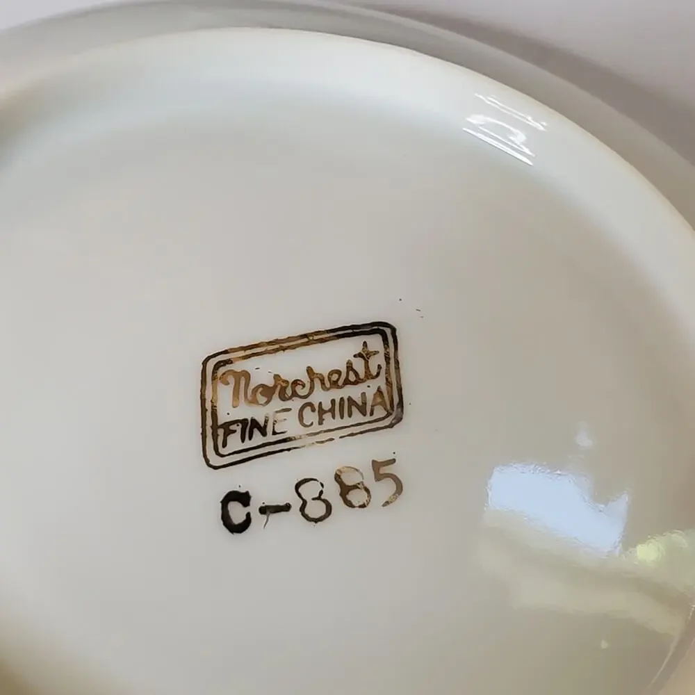 Vintage Norchest Fine China  Pink rose and gold trim unique tea cup &saucer